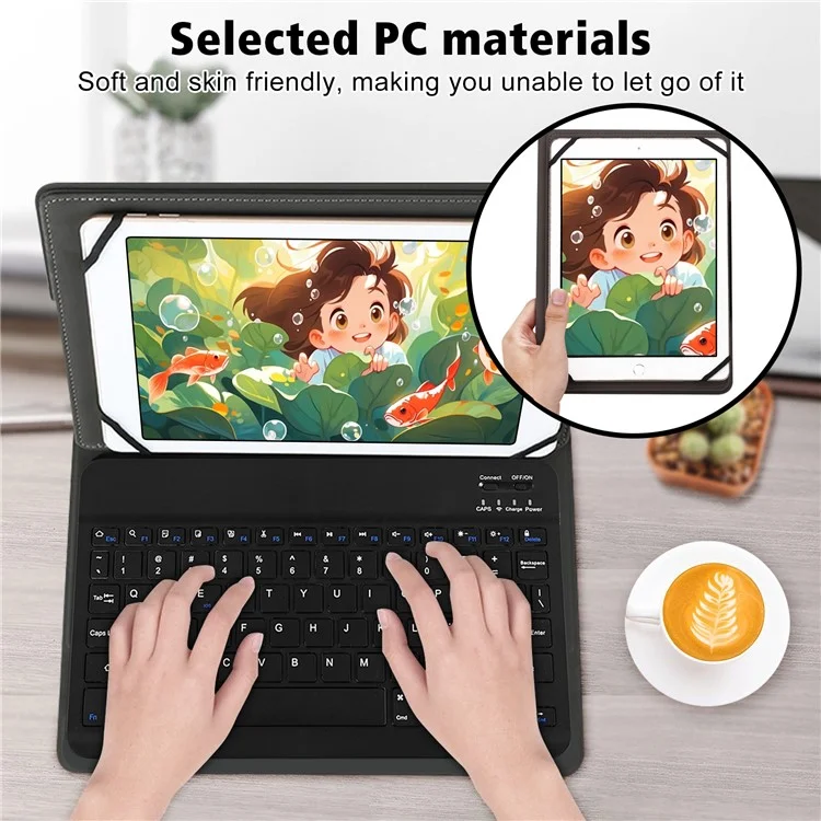 TY3316 Universal 9-11 inch Tablet Protective Cover Bluetooth-compatible Keyboard PU Leather Stand Case - Black