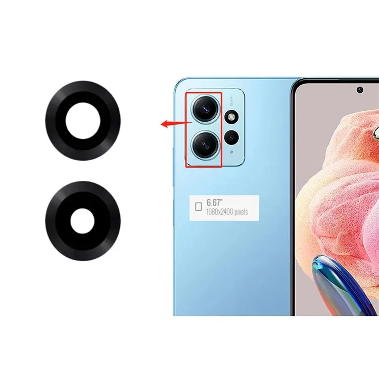Для Xiaomi Redmi Note 12 4G 1 комплект задней камеры Крышка объектива Запчасть для замены (без логотипа)