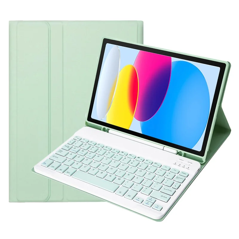 A07B For iPad 9.7-inch (2017) / (2018) / iPad Pro 9.7 inch (2016) / Air 2 / Air (2013) Bluetooth-compatible Keyboard Case with Pen Slot - Light Green