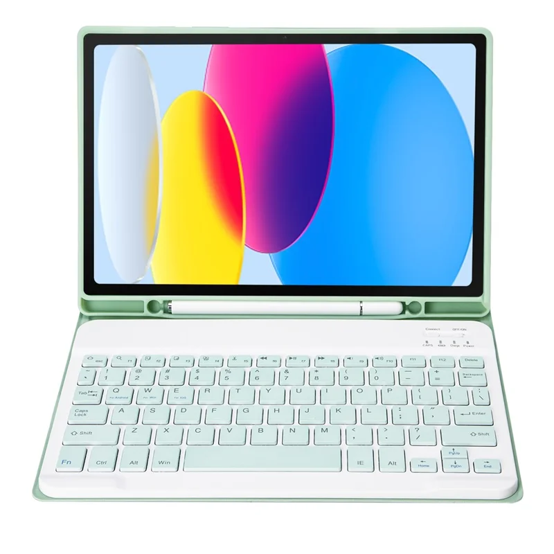 A07B For iPad 9.7-inch (2017) / (2018) / iPad Pro 9.7 inch (2016) / Air 2 / Air (2013) Bluetooth-compatible Keyboard Case with Pen Slot - Light Green