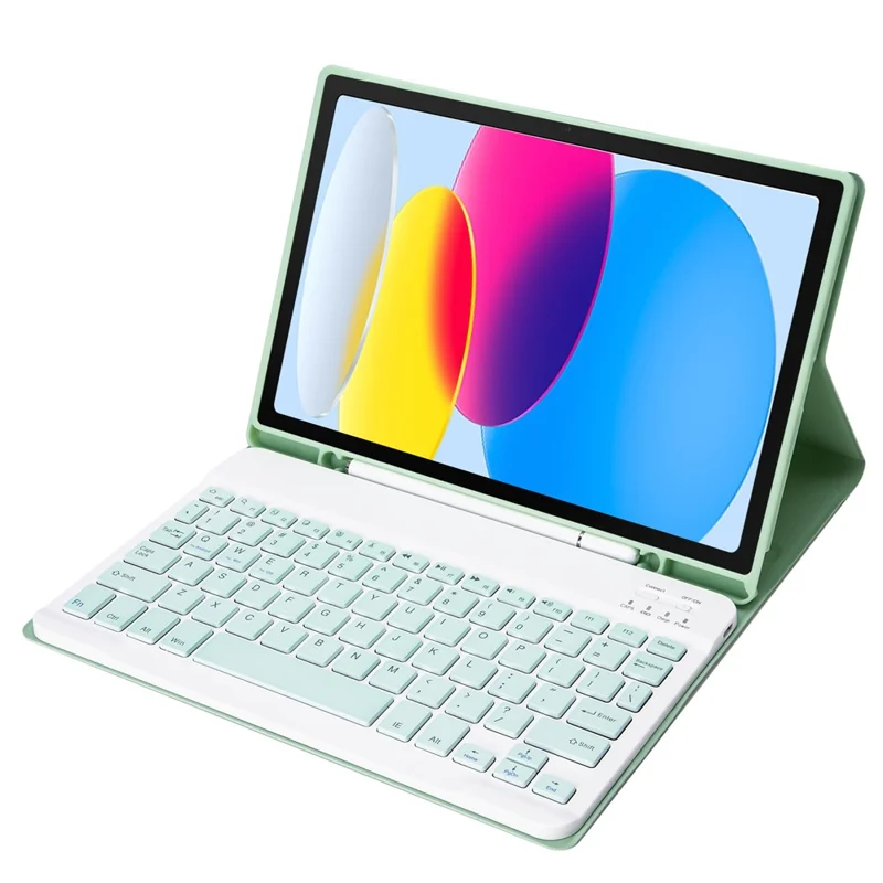 A07B For iPad 9.7-inch (2017) / (2018) / iPad Pro 9.7 inch (2016) / Air 2 / Air (2013) Bluetooth-compatible Keyboard Case with Pen Slot - Light Green