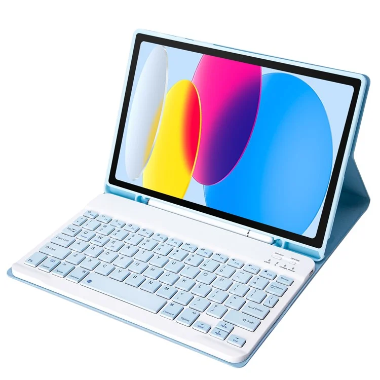A07B For iPad 9.7-inch (2017) / (2018) / iPad Pro 9.7 inch (2016) / Air 2 / Air (2013) Bluetooth-compatible Keyboard Case with Pen Slot - Baby Blue