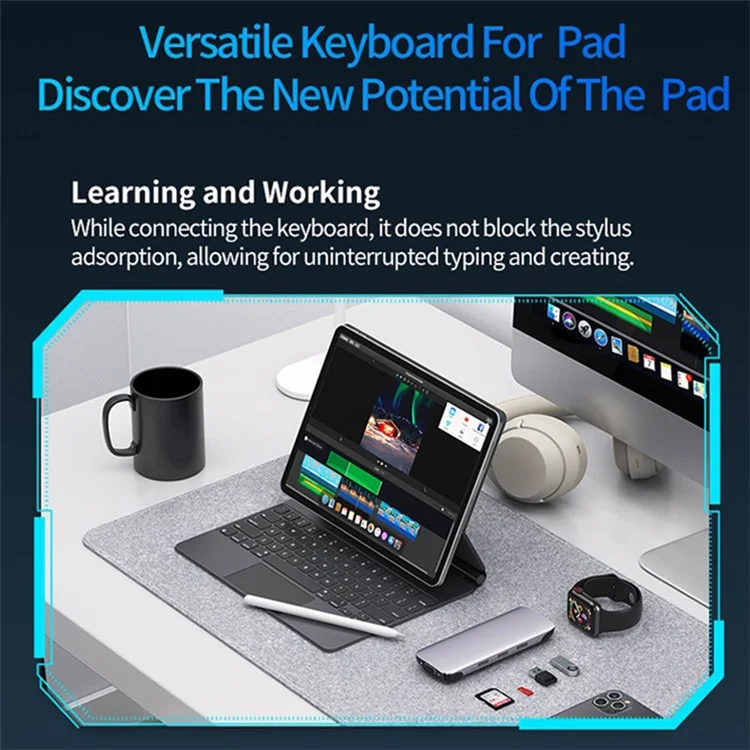 COOSTART Für iPad Pro 12,9-Zoll (2018) / (2020) / (2021) / (2022) Bluetooth-Tastaturhülle Ultra Slim Schutztabletthülle