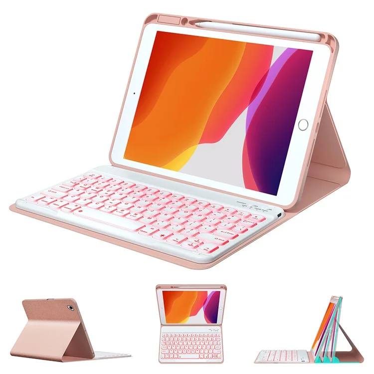 For iPad 10.2 (2021) / (2019) / (2020) / iPad Pro 10.5-inch (2017) / Air 10.5 inch (2019) Backlit Bluetooth-compatible Keyboard Tablet Case - Rose Gold