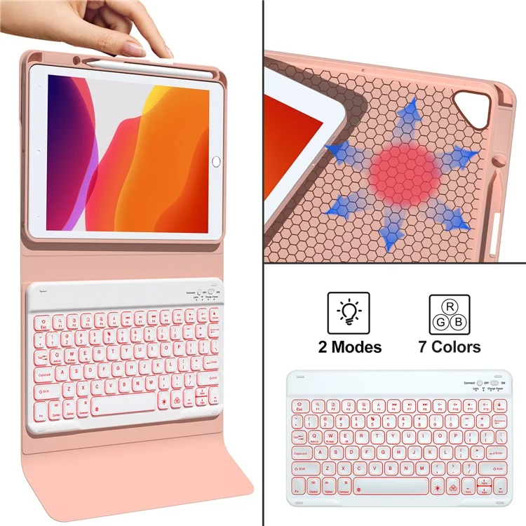 For iPad 10.2 (2021) / (2019) / (2020) / iPad Pro 10.5-inch (2017) / Air 10.5 inch (2019) Backlit Bluetooth-compatible Keyboard Tablet Case - Rose Gold