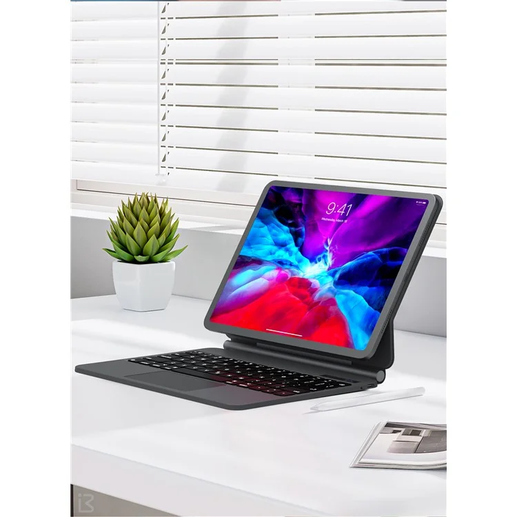 BENWIS ID-MKB для iPad 10.9 (2022) Магнитная подвесная клавиатура Кожаная подставка для планшета - Черный