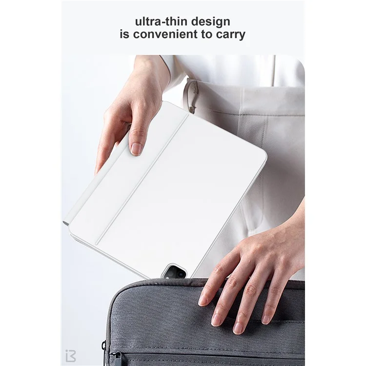 BENWIS ID-MKB Para iPad Air (2020) Capa de Tablet de Couro com Suspensão Magnética Bluetooth Keyboard - Branco