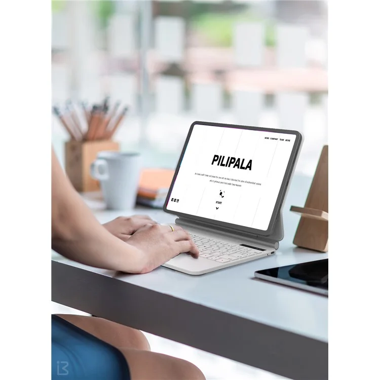 BENWIS ID-MKB для iPad Pro 12.9 (2022) / (2021) / (2020) / (2018) Магнитная подвесная кожаная подставка для планшета Bluetooth-клавиатура - белая