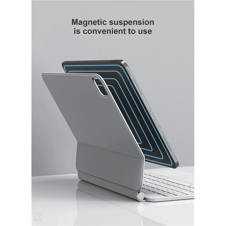 BENWIS ID-MKB For iPad Pro 11-inch (2018) / (2020) / (2021) / (2022) Bluetooth-compatible Keyboard Magnetic Suspension Leather Tablet Case - White