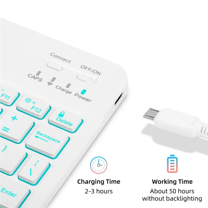 SK-A9+RGB For Samsung Galaxy Tab A9+ SM-X210 / X216 / X218 Leather Tablet Case with Detachable RGB Backlit Keyboard - Pink