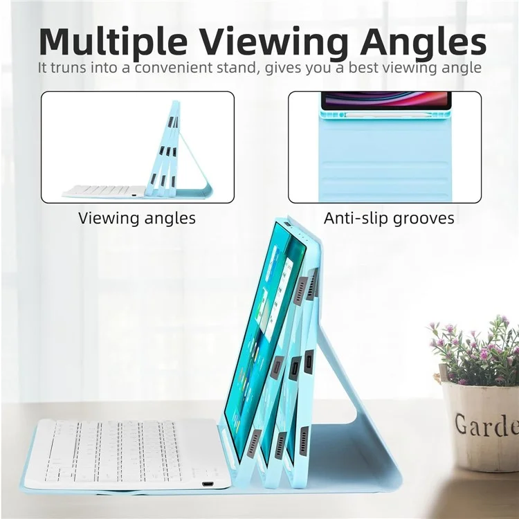 SD-X710 Per Samsung Galaxy Tab S7 / S8 / S9 / S9 FE 11 pollici Custodia per tablet in PU con tastiera Bluetooth retroilluminata - Baby Blue
