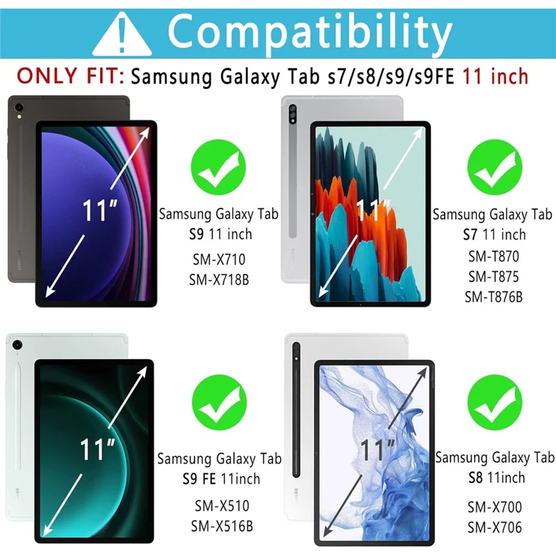 SD-X710 لجهاز Samsung Galaxy Tab S7 / S8 / S9 / S10 FE / S9 FE حقيبة لوحة مفاتيح بلوتوث مزودة بإضاءة خلفية من مادة PU مقاس 11 بوصة - وردي