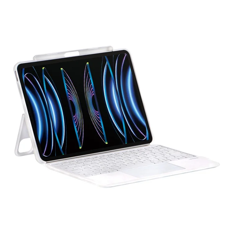 5206D-3B Per iPad Air 11 (2024) / Air (2020) / Air (2022) / Pro 11 (2018) / (2020) / (2021) / (2022) Tastiera Bluetooth Custodia in Pelle - Bianco