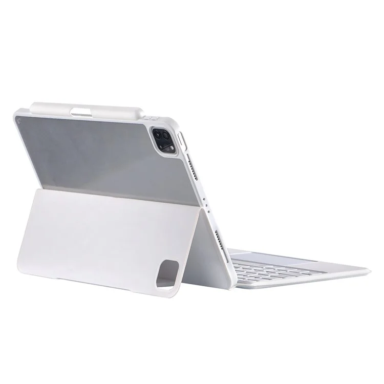 5206D-3B Per iPad Air 11 (2024) / Air (2020) / Air (2022) / Pro 11 (2018) / (2020) / (2021) / (2022) Tastiera Bluetooth Custodia in Pelle - Bianco
