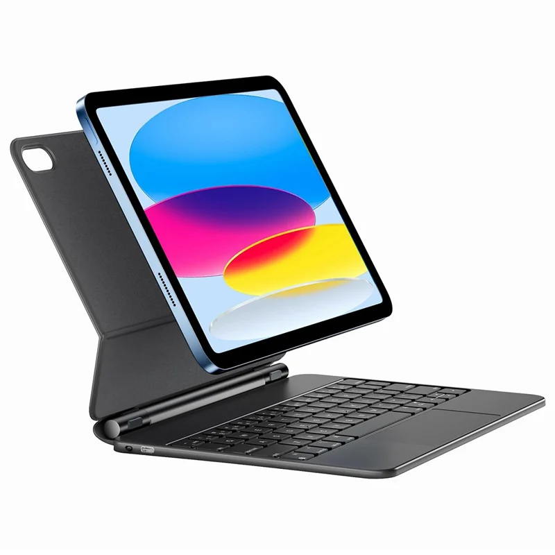 X8 For iPad (2025) / 10.9 (2022) Magnetic Leather Tablet Case Bluetooth-Compatible Keyboard with Touchpad - Black