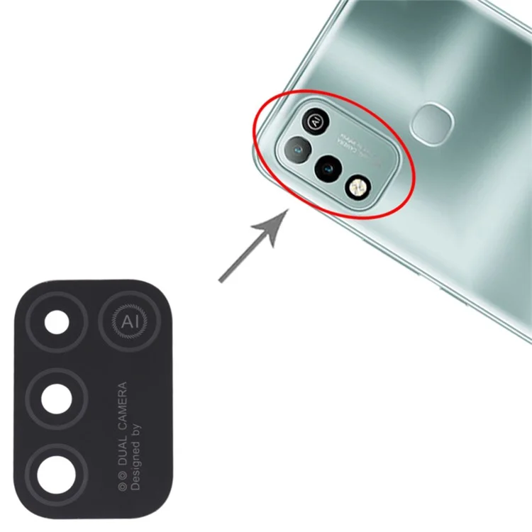 Para Infinix Hot 10 Play / Smart 5 (India) X688C X688B X688C Cubierta de lente de cámara trasera de repuesto Parte (Sin logotipo)