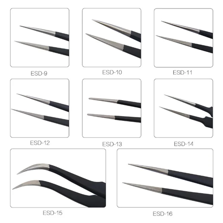 BEST ESD Series Precision Anti-static Stainless Steel Tweezers - ESD-11