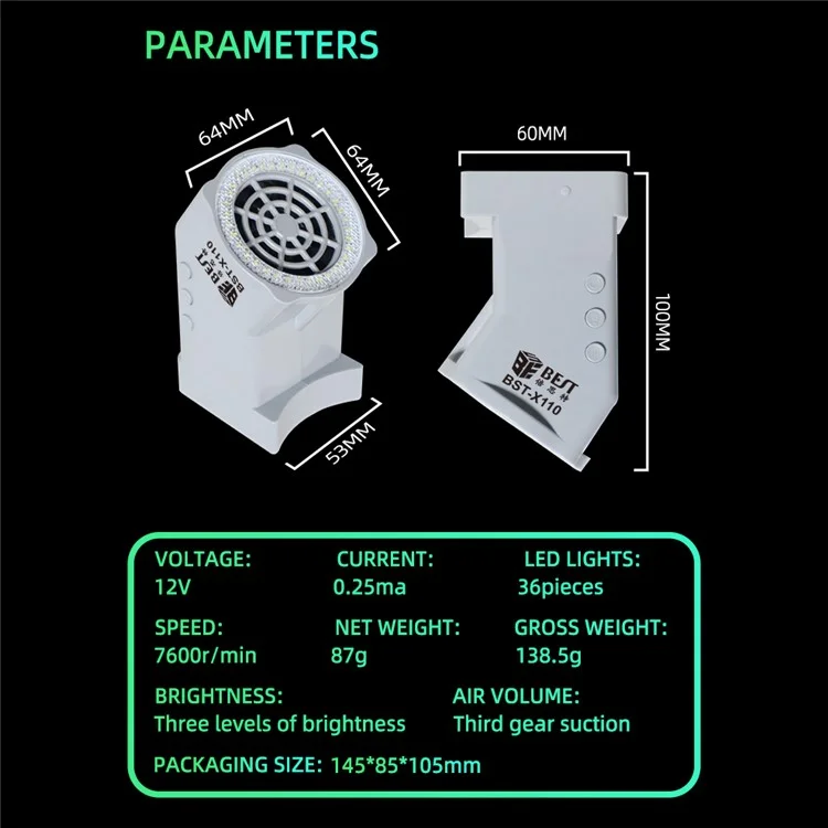BEST BST-X110 Microscope LED Lighting Smoker Repair Work Exhaust Fan