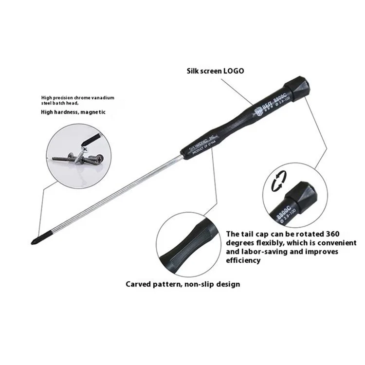 BEST BST-8800C 100mm Précision Tournevis de démontage pour réparation de téléphone et d'ordinateur