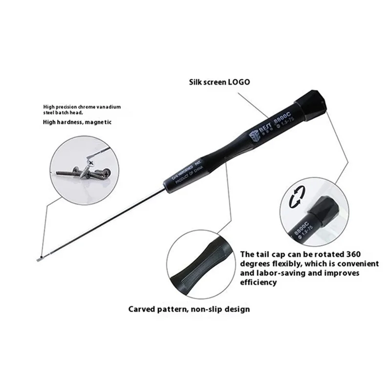 BEST BST-8800C 75mm Precision Dismantling Screwdriver for Phone, Computer Repair - Straight  2.0