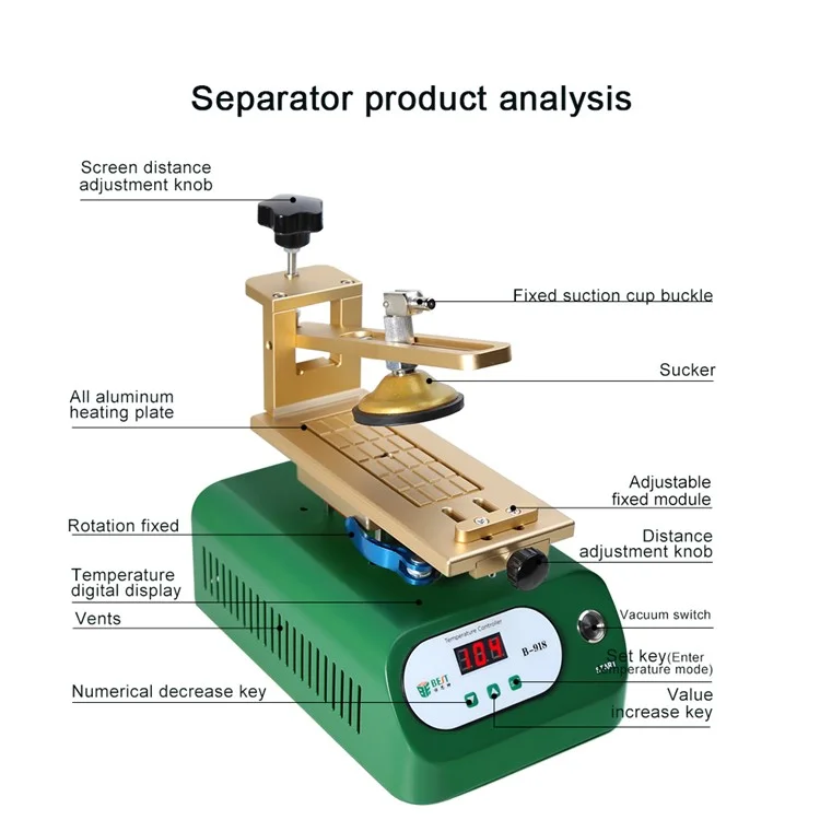 BEST B-918A Rotary Phone Screen Vacuum Separator 220V - EU Plug
