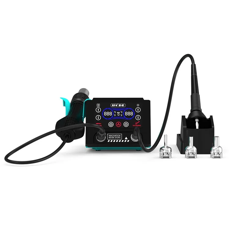 Estación de Retrabajo Digital 2 en 1 de Aire Caliente y Soldadura RF4 RF-H7 220V, Pantalla Digital, Enchufe UE