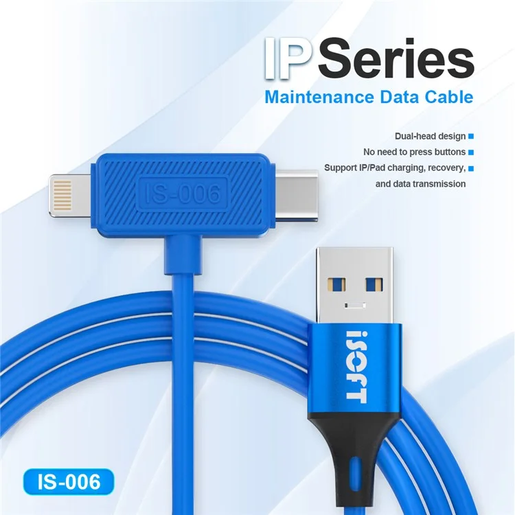 ISOFT IS-006 Cabo de Dados de Reparo de Interface Dupla Para Iphone / Transmissão de Dados de Carregamento do Ipad