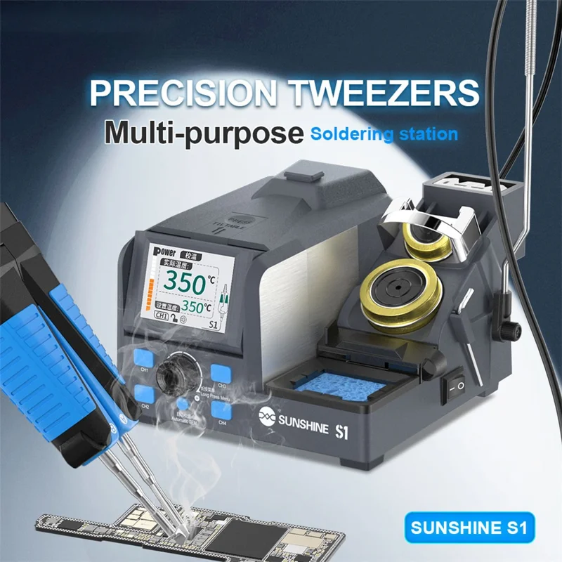 SUNSHINE S1 Intelligent Precision Soldering Station Smart Sleep Color Screen Display Soldering Station - US Plug