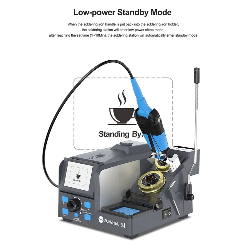 SUNSHINE S1 Intelligent Precision Soldering Station Smart Sleep Color Screen Display Soldering Station - US Plug