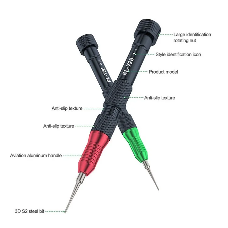 RELIFE RL-726A 3D Drehmoment-Schraubendrehersatz Extra Hartes S2-Stahl-Bit Elektronisches Demontage-Werkzeug