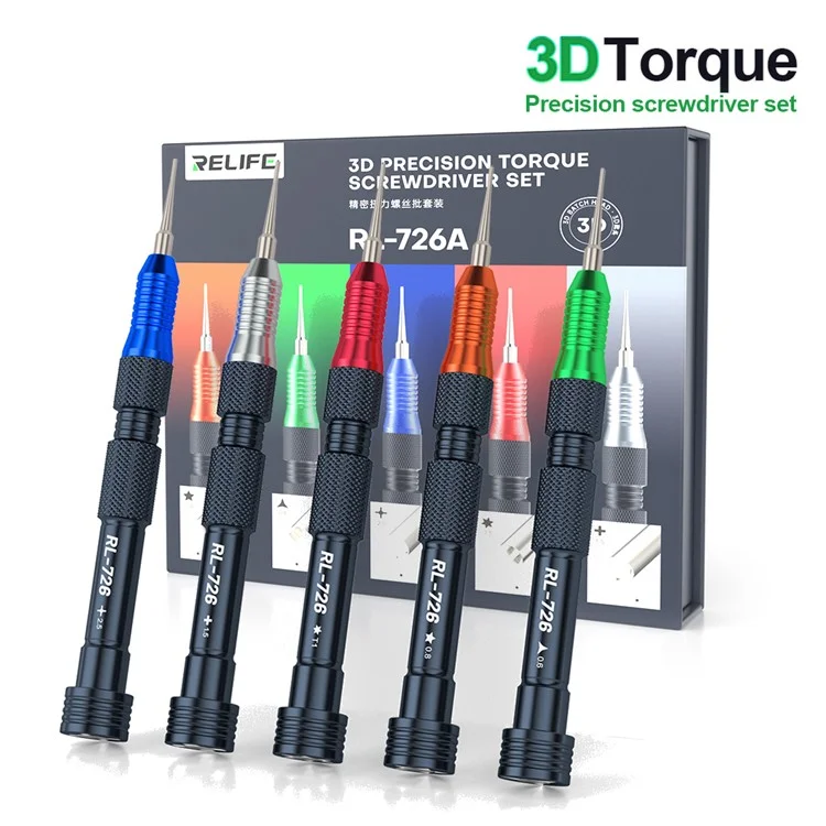 RELIFE RL-726A 3D Drehmoment-Schraubendrehersatz Extra Hartes S2-Stahl-Bit Elektronisches Demontage-Werkzeug
