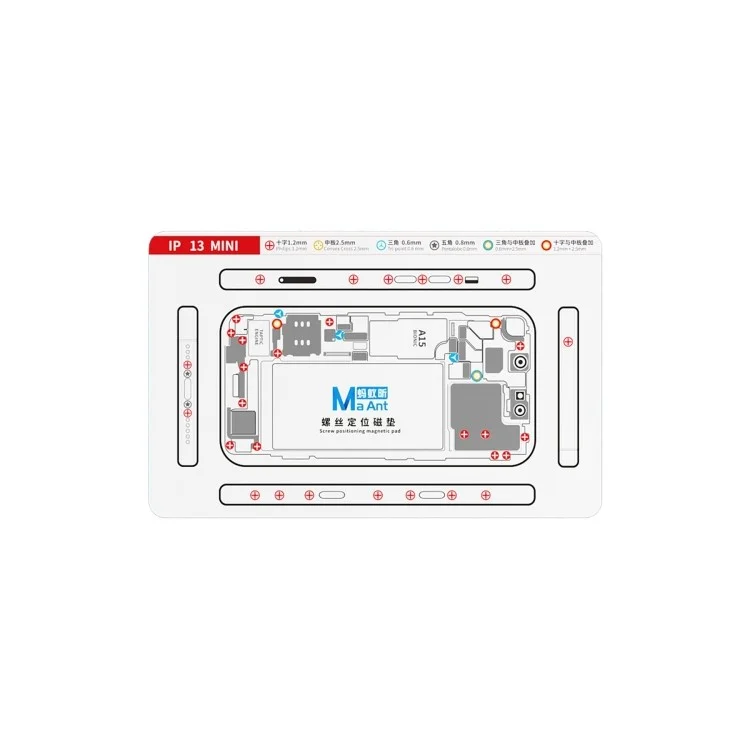 MAANT pour iPhone 13 mini Tapis Magnétique Double Face Vis de Positionnement Outil de Réparation de Téléphone