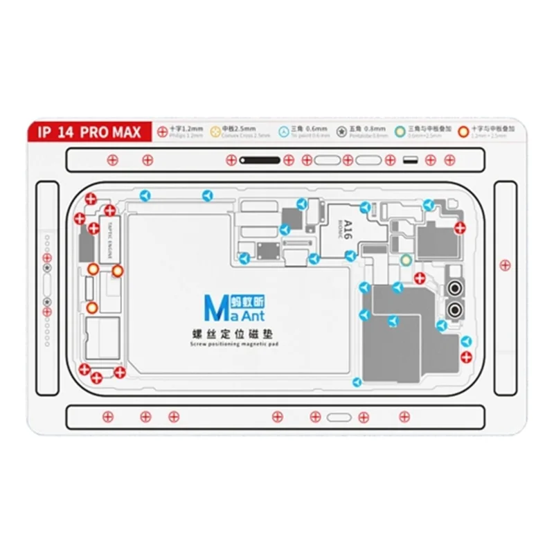 MAANT Para iPhone 14 Pro Max Tapete Magnético Dupla Face Posicionamento de Parafusos Ferramenta de Reparo de Telefone