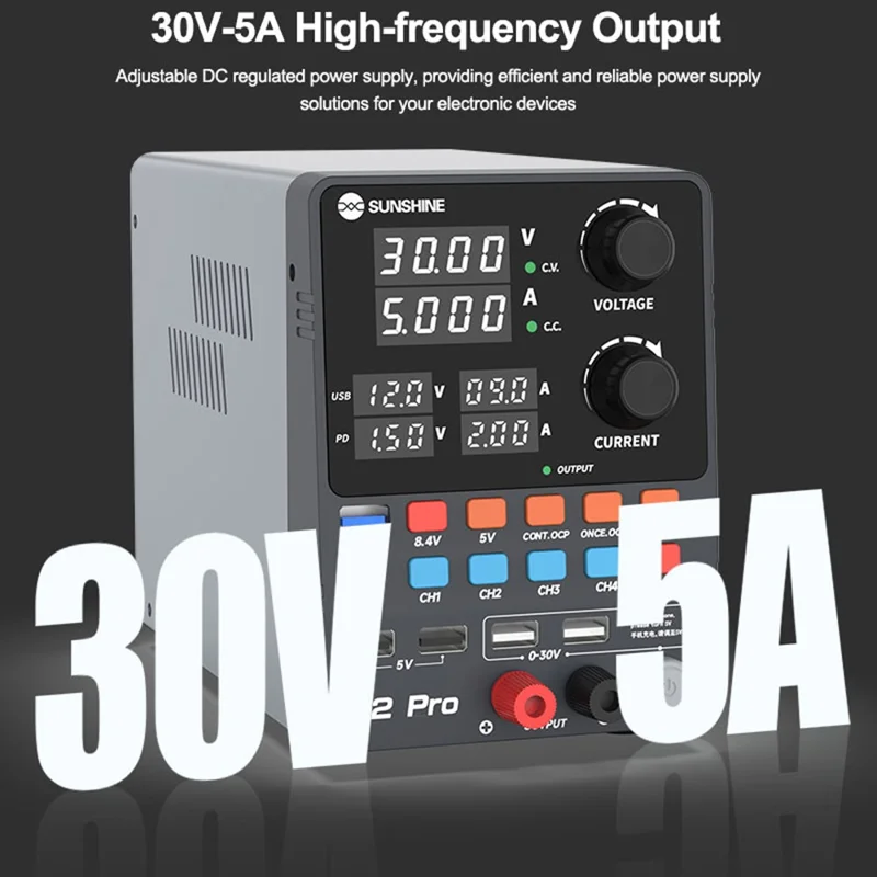 SUNSHINE P2 Pro Intelligent Regulated Power Supply Phone Repair Stabilized Power Meter - EU Plug

Интеллектуальный регулируемый источник питания SUNSHINE P2 Pro для ремонта телефонов, стабилизированный измеритель мощности - Вилка EU