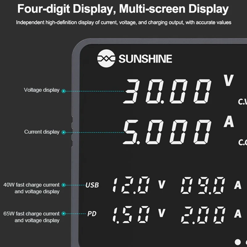 SUNSHINE P2 Pro Intelligent Regulated Power Supply Phone Repair Stabilized Power Meter - EU Plug

Интеллектуальный регулируемый источник питания SUNSHINE P2 Pro для ремонта телефонов, стабилизированный измеритель мощности - Вилка EU