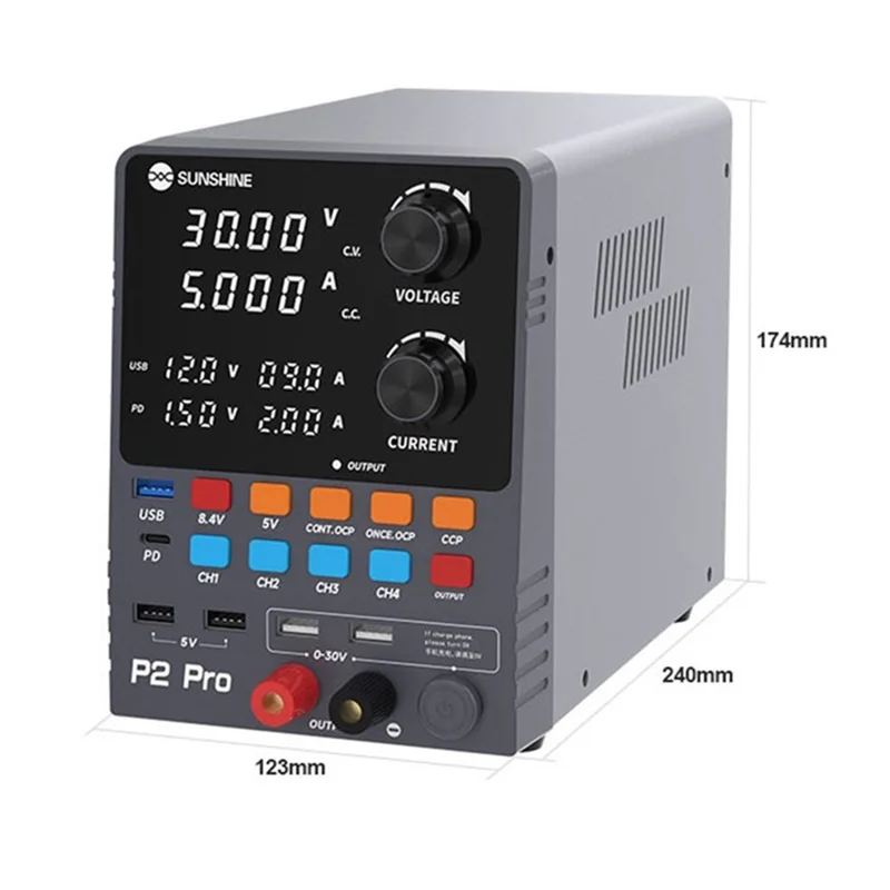 SUNSHINE P2 Pro Intelligent Regulated Power Supply Phone Repair Stabilized Power Meter - US Plug