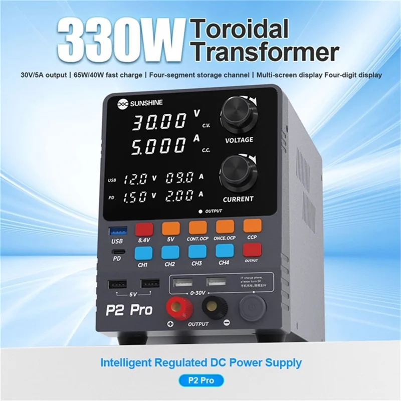 SUNSHINE P2 Pro Intelligent Regulated Power Supply Phone Repair Stabilized Power Meter - US Plug