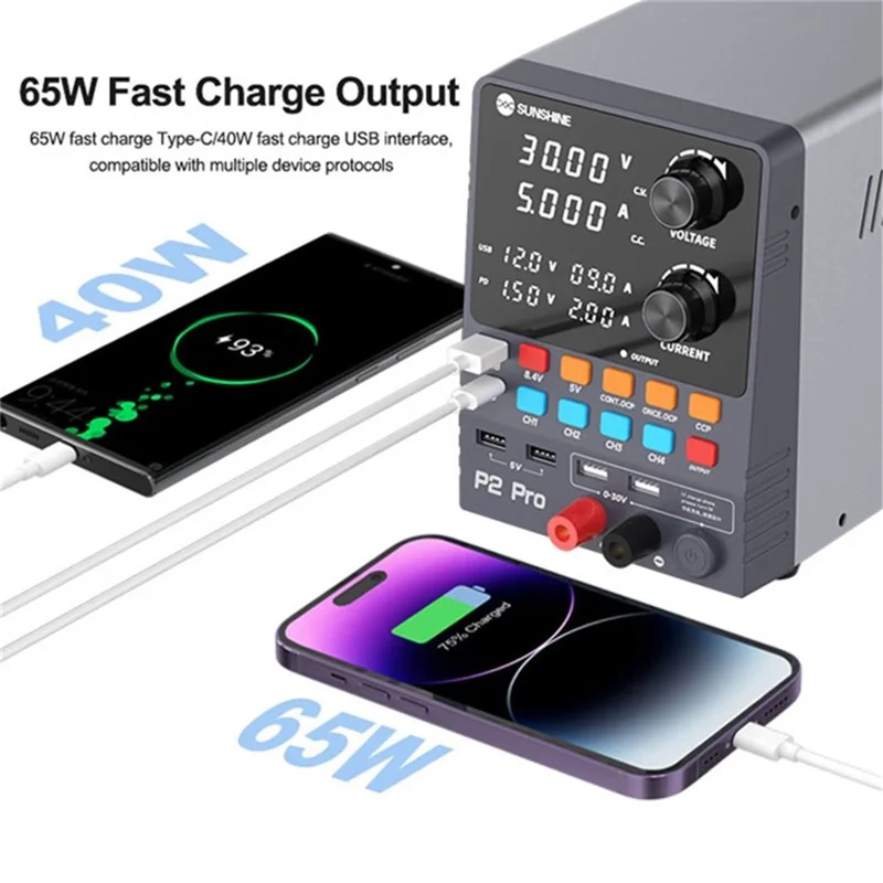 SUNSHINE P2 Pro Intelligent Regulated Power Supply Phone Repair Stabilized Power Meter - US Plug
