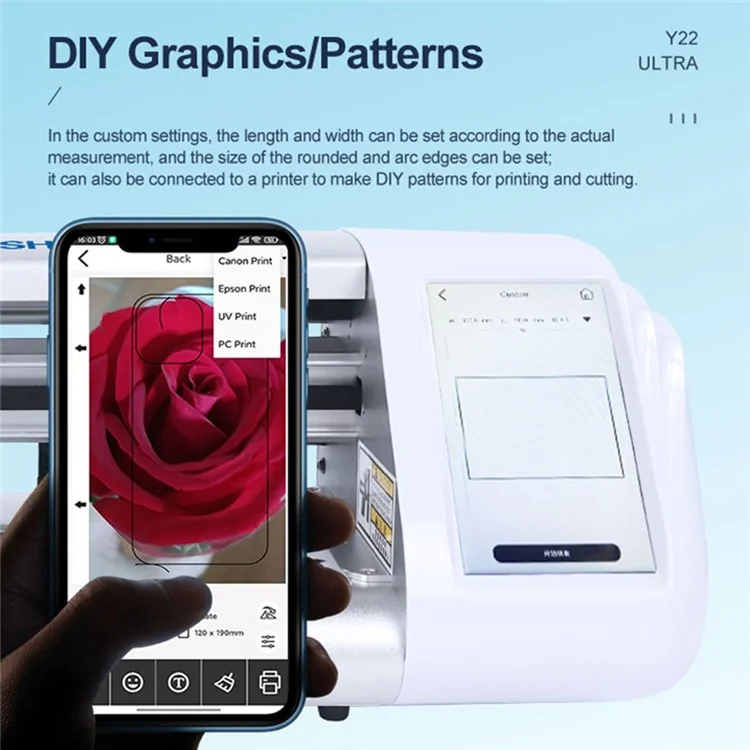 SUNSHINE Y22 Ultra-Folie Cutting Machine with Wifi+Bluetooth Screen, Display Screen Protector Cutter - US Plug