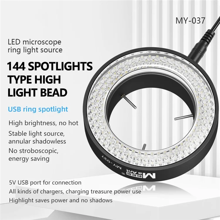 Luz de anel de microscópio LED MAANT MY-037 Iluminador para vários modelos de microscópio
