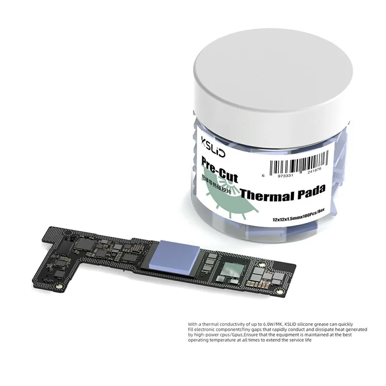 KSLID P100 100Pcs Folha de silicone isolante térmica Placa-mãe CPU IC GPU Esteira de pré-corte de reparo