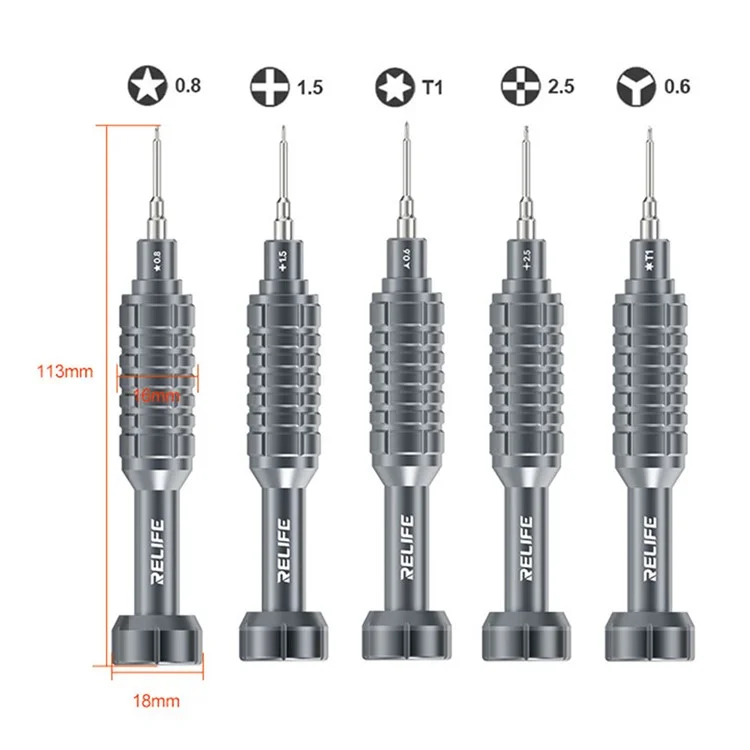 Ensemble de tournevis RELIFE RL-730A 5-en-1 avec embouts en acier S2 extra durs, magnétiques et à succion forte, outils de réparation.