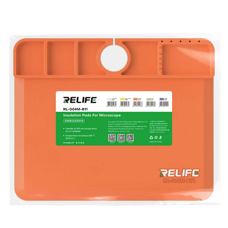 RELIFE RL-004M-B11 Microscope Base Silicone Pad High Temperature Resistance 500℃ Mat - Orange