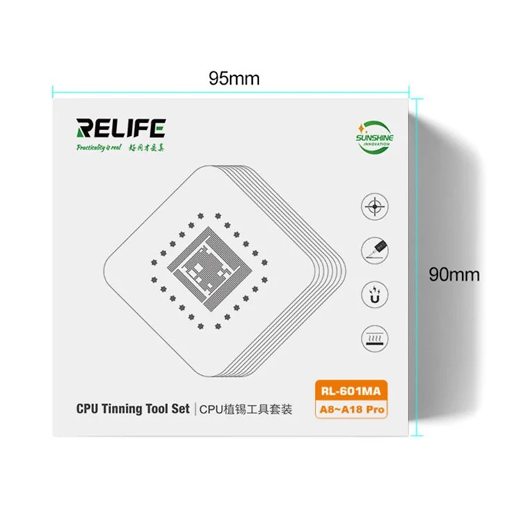 RELIFE RL-601MA CPU Reballing Stencil Platform for iPhone A8 - A18 Pro Systerm IC Chip Planting Tin Template Fixture