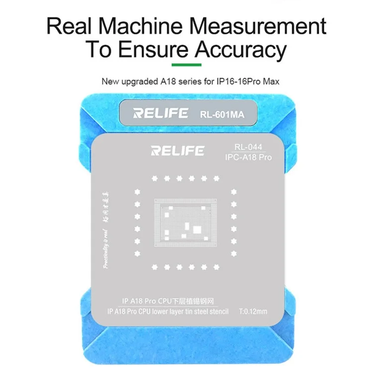 RELIFE RL-601MA CPU Reballing Stencil Platform for iPhone A8 - A18 Pro Systerm IC Chip Planting Tin Template Fixture