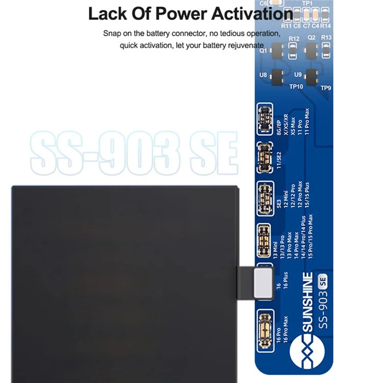 SUNSHINE SS-903 SE For iPhone 8 - 16 Pro Max Battery Charging Activation Board High-Power Overload Protection
