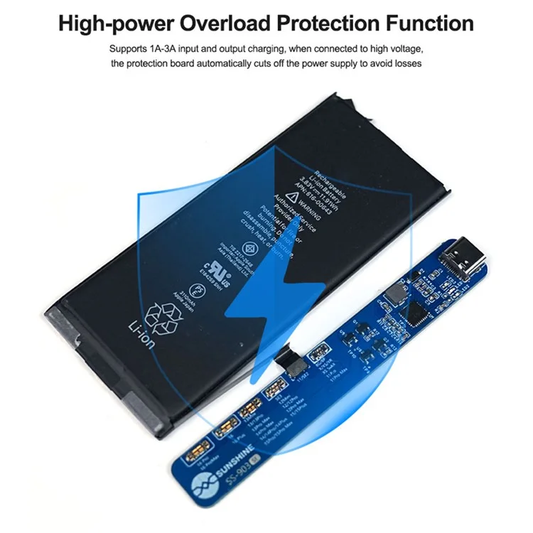 SUNSHINE SS-903 SE For iPhone 8 - 16 Pro Max Battery Charging Activation Board High-Power Overload Protection