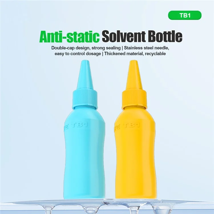 RELIFE TB1 50ml Anti-Static Solvent Bottle Double Cap Design Liquid Alcohol Bottle Dispenser - Blue