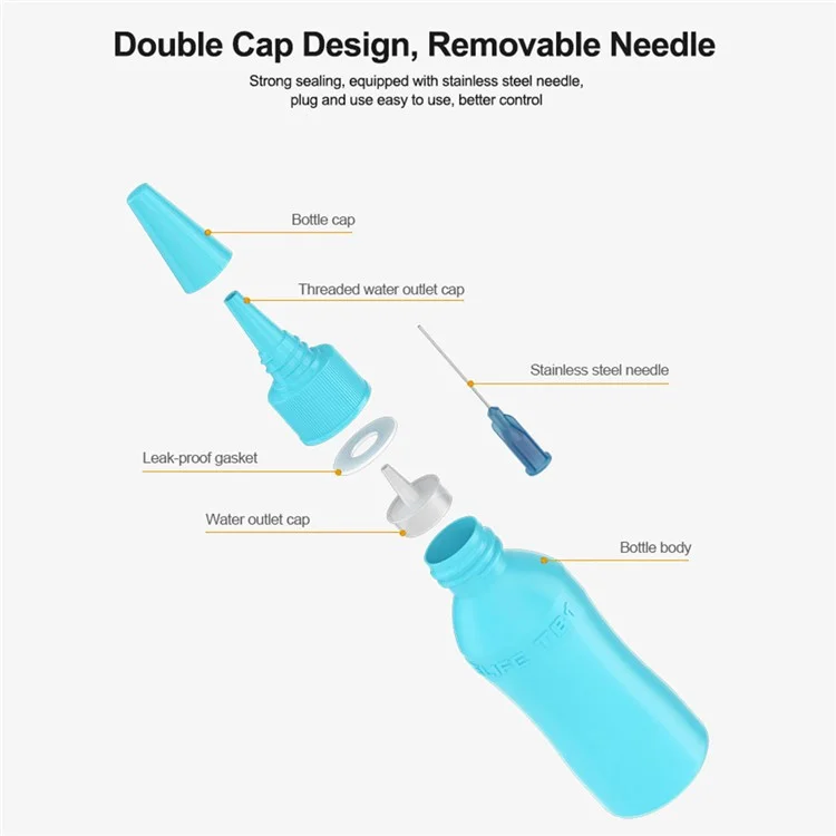 RELIFE TB1 50ml Anti-Static Solvent Bottle Double Cap Design Liquid Alcohol Bottle Dispenser - Blue