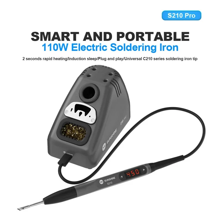 SUNSHINE 210 Pro Smart Portable Soldering Iron Station Temperature Control for Phone PCB Repair - EU Plug

СОЛНЕЧНЫЙ 210 Pro Smart Портативная паяльная станция с температурным контролем для ремонта телефонных плат - вилка ЕС